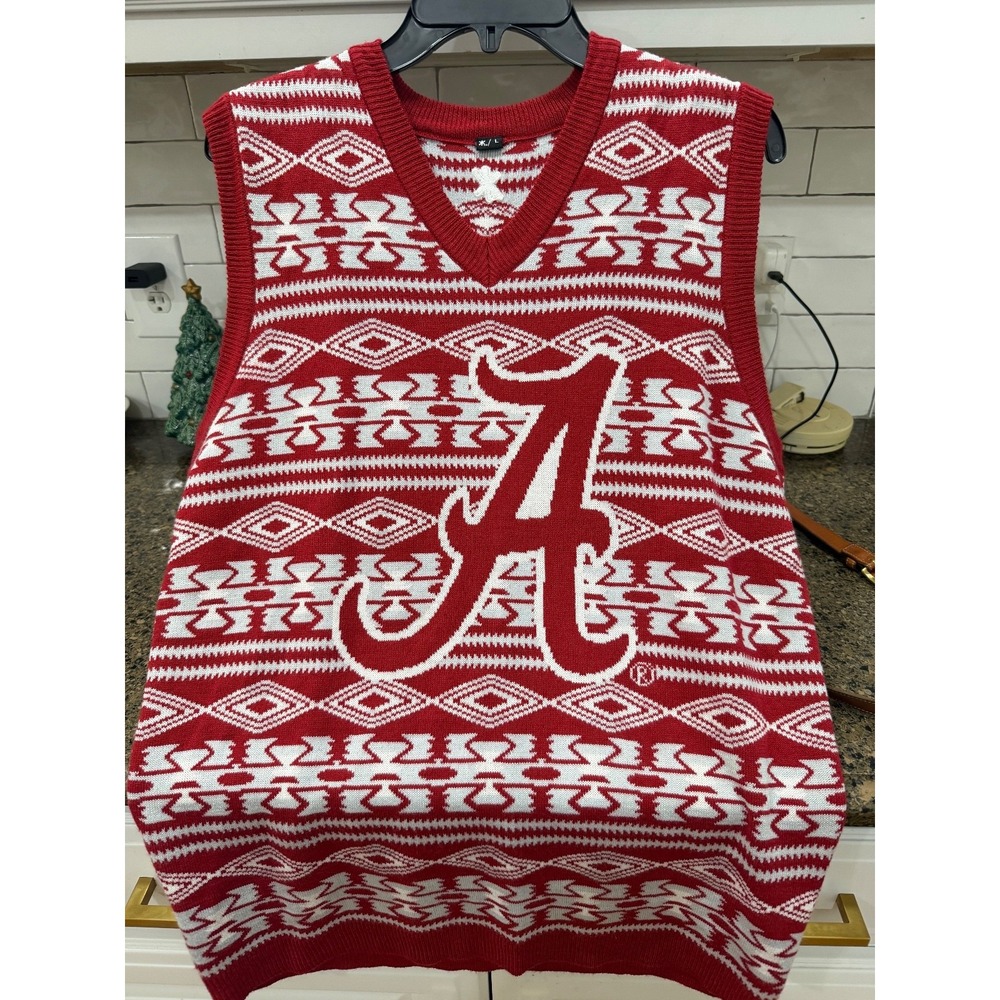 alabama crimson tide aztec sweater‎ vest large